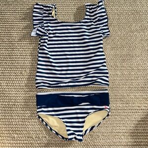 Pink Chicken Striped Navy and White Bikini Set